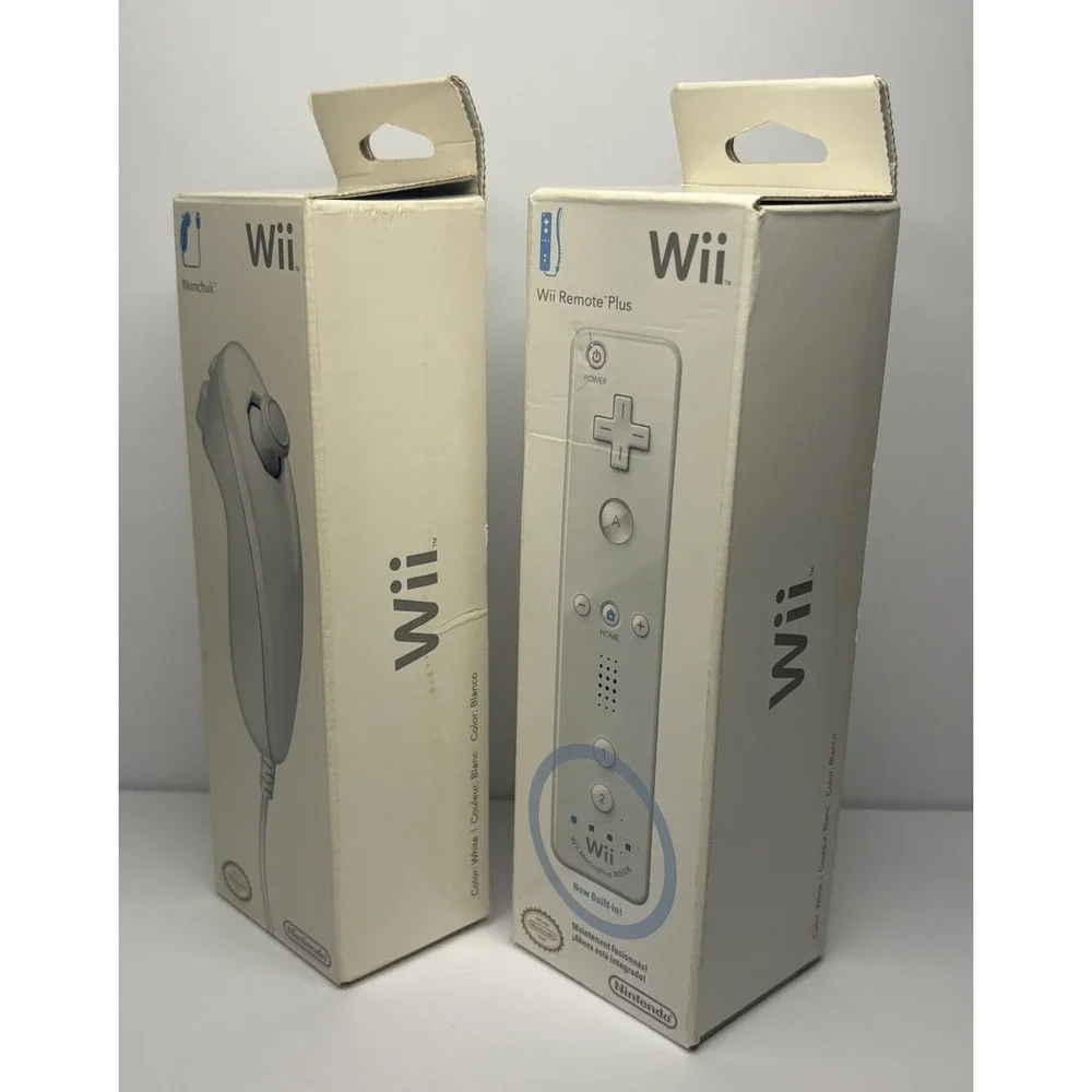 Nintendo Wii Remote Plus Controller and Nunchuck OEM Factory Sealed White MINT
